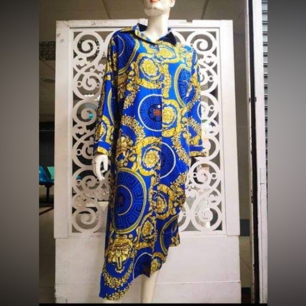 Fashion Blue and Gold Dress